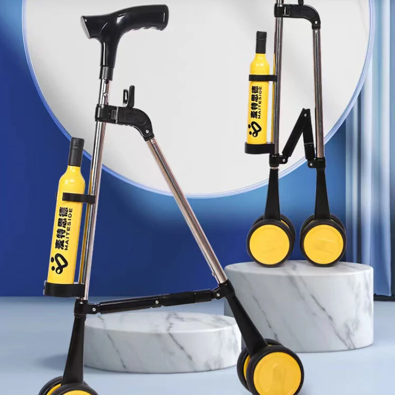 Bâton de Marche Pliable en Titane à Roues, Idéal comme Cadeau