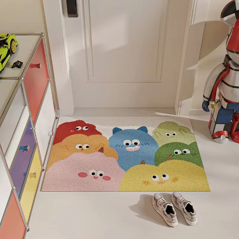 Cartoon Monster Entrance Doormat Anti-slip PVC Floor Mats Easy-clean Entry Porch Hallway Entryway Home Decor Dust Removal Carpet