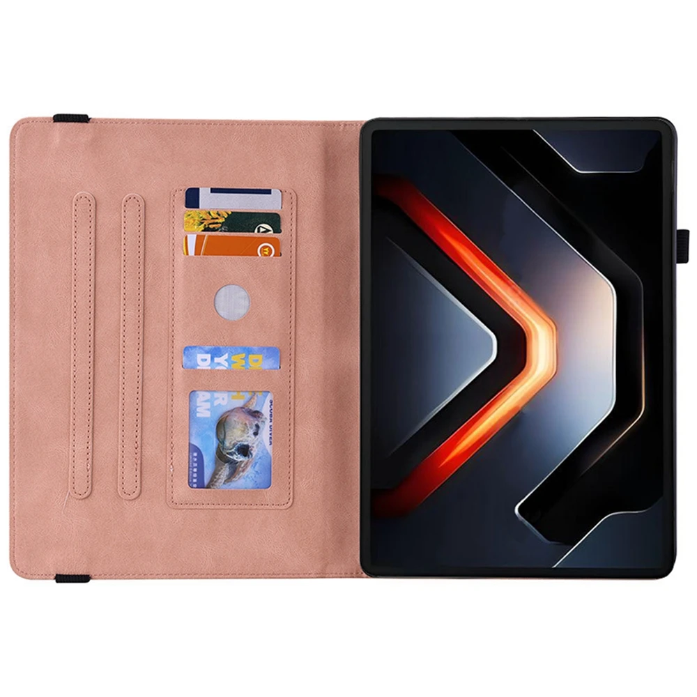 For Infinix Xpad GT Case Butterfly Flower Imprint PU Leather Tablet Cover with Card Slots - Pink