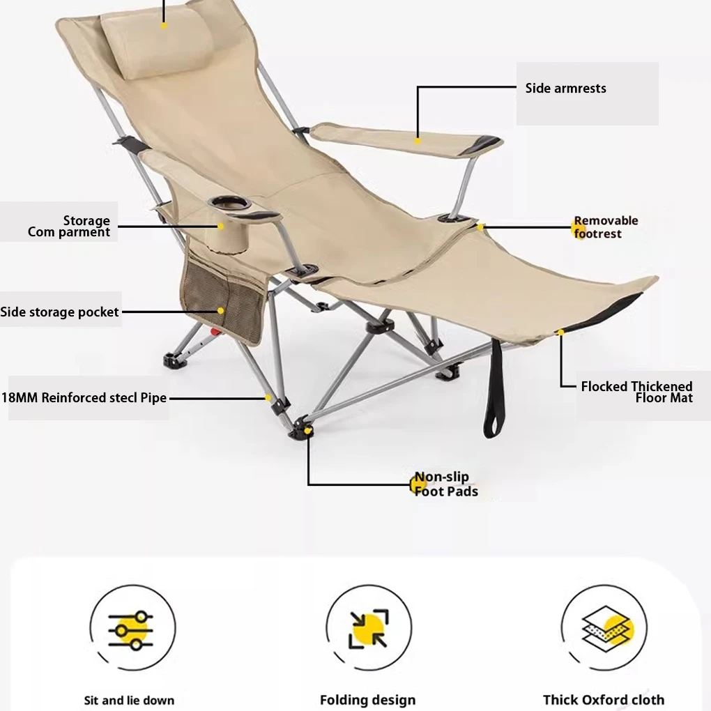 Reclining Camping Chair Lightweight Folding Camping Lounge Chair with Adjustable Backrest & Footrest for Beach Camping - AliExpress 18 5 Reclining Camping Chair Lightweight Folding Camping Lounge Chair with Adjustable Backrest & Footrest for Beach Camping - AliExpress 18 - Image 5
