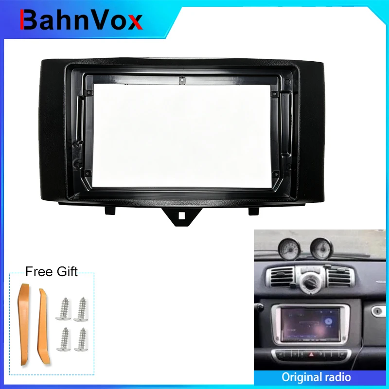 9 inch Android Car Radio frame for Mercedes Benz Smart Fortwo 2011 2015 2din Stereo GPS Fascia bezel Panel Adapter wire harness