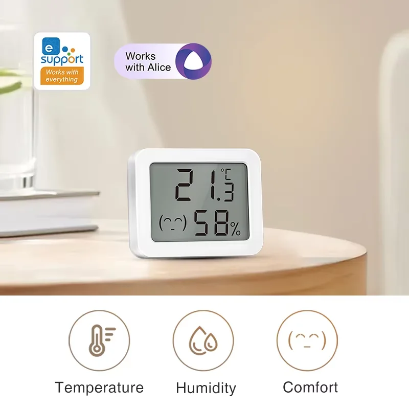 EWeLink Zigbee 3.0 Temperature & Humidity Sensor, Low Power Consumption, Real-Time Monitoring, Compatible With Alexa And Google.