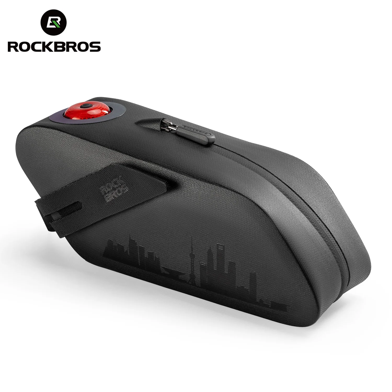 

ROCKBROS 0,8 л велосипедная седельная сумка с перезаряжаемым тормозом, задний фонарь, водонепроницаемая, MTB, дорожное велосипедное сиденье, хвостовая сумка, аксессуар для велосипеда