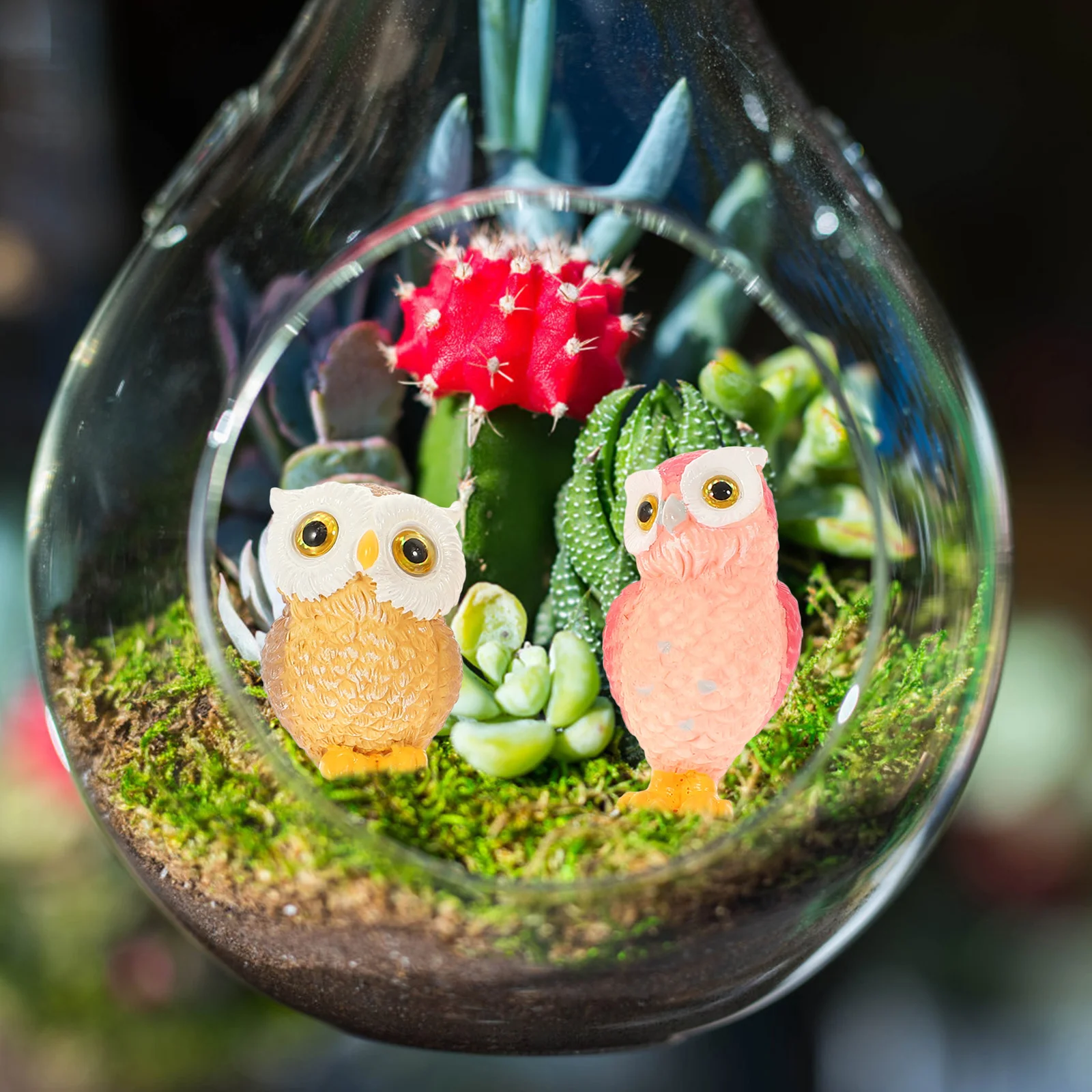 Owl Garden Decor Adorn Micro Landscape Figure Animals Cute Model Office Statue for Home