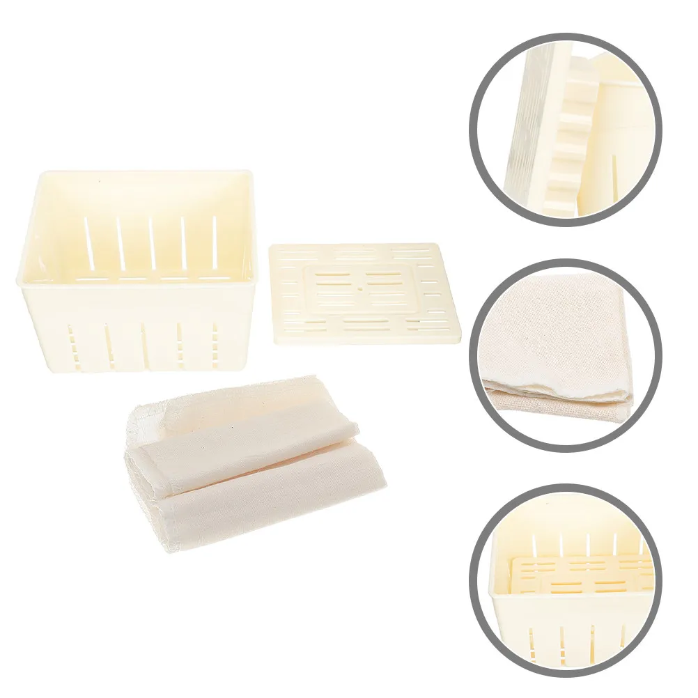 

1 set Tofu Pressing Mold With Filter Cloth Compact Plastic Tofu Making Tool Kitchen Diy Soybean Curd Maker Sturdy Washable Bean