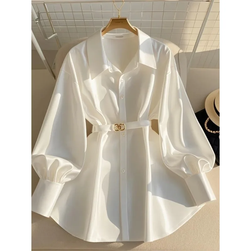 

Luxury Design White Shirts Tops Light Mature Style Women's Clothing Early Autumn White Blouses New French High-end Shirts