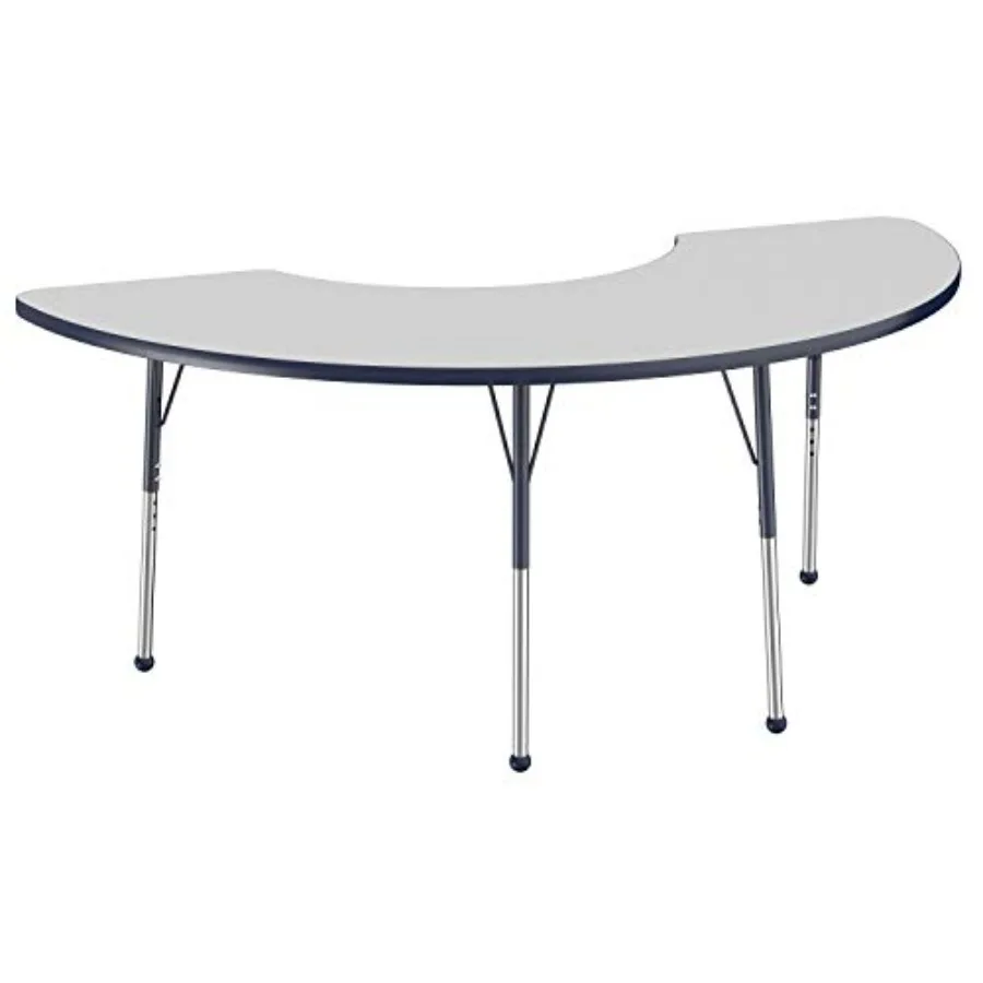

FDP Half Moon Activity School and Office Table 36 x 72 inch,Standard Legs with Ball Glides for Collaborative Seating Environmen