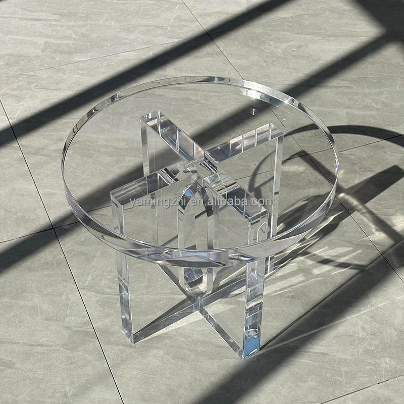 Modern Simple Design Acrylic Round Coffee Table Transparent Acrylic Sofa Side Table High Class Acrylic Small Table