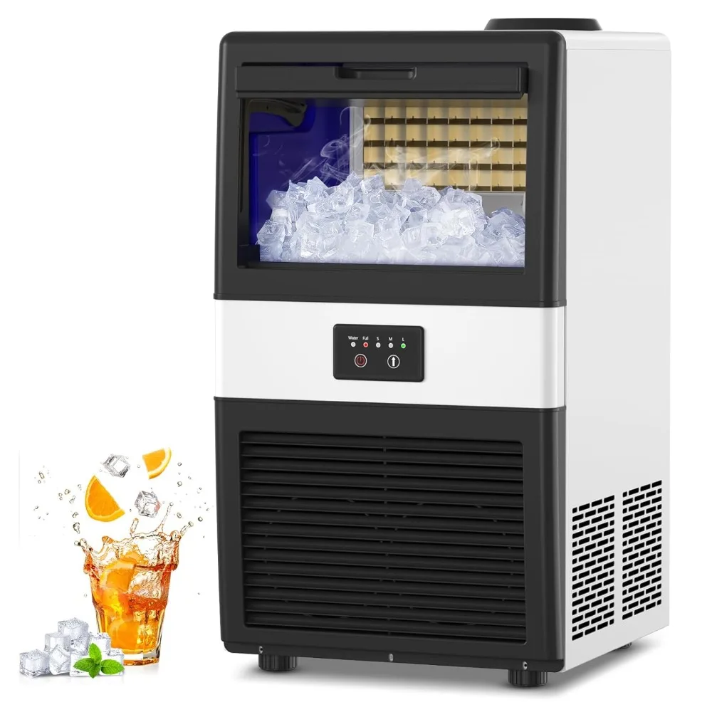 Commercial Ice Maker Machine, 70 LBS/24H Under Counter Large Ice Machine w/ 10 LBS Capacity Ice Storage Bin, 2 Water Inlet Modes