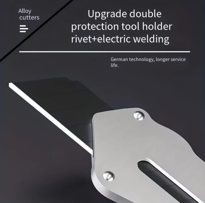 Faca utilitária industrial durável, lâmina de aço de alto carbono substituível, cortador de papel de aço inoxidável, material de estudante de arte de escritório