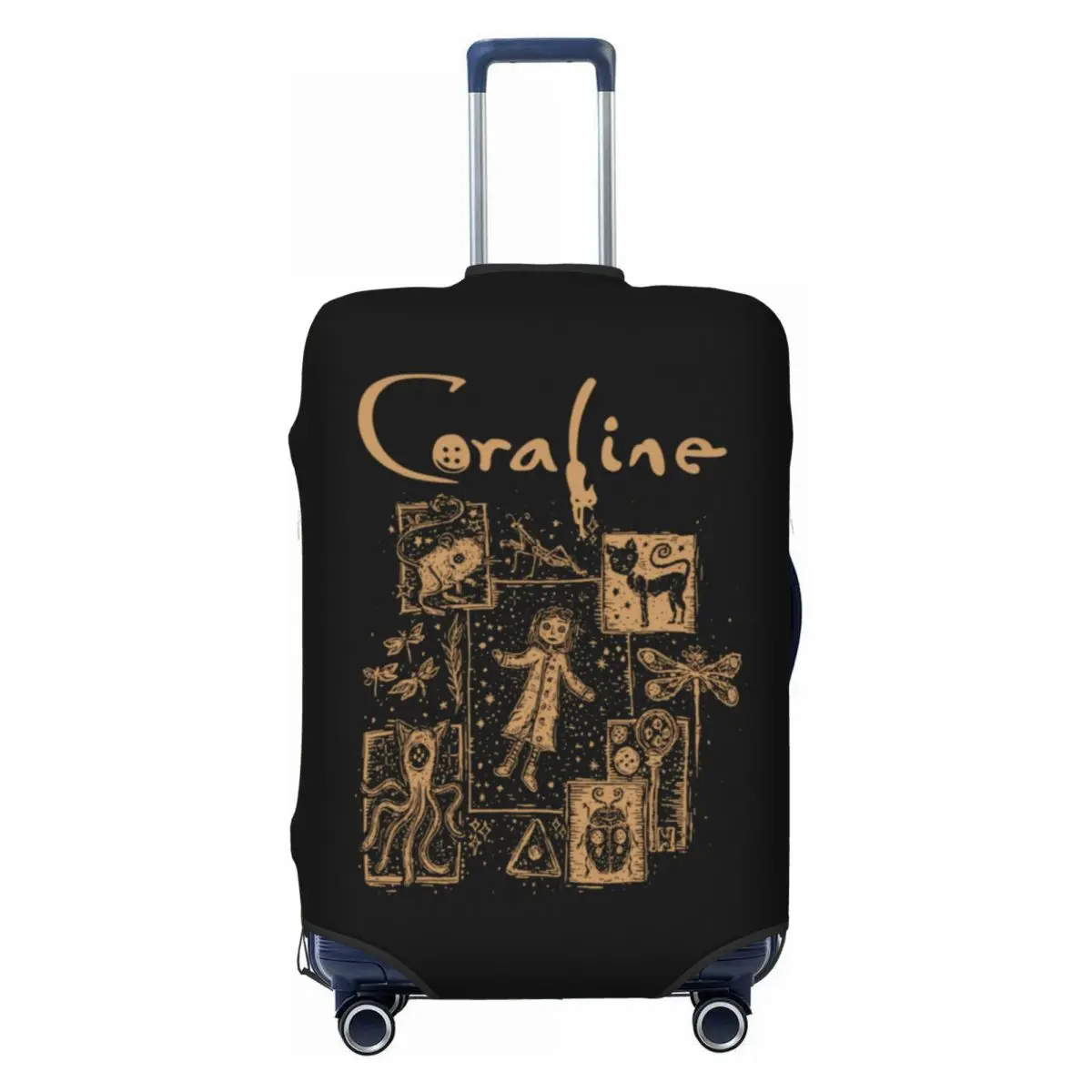 

Custom Horror Halloween Movie Coraline Suitcase Cover Washable Luggage Covers Protector for 18-32 inch