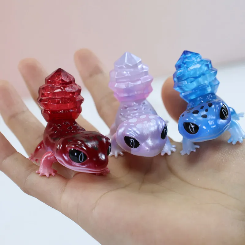 Qualia Japanische Kristall-Leoparden-Gecko-Figuren Bunte Kleine Reptilien-Gashapon-Spielzeuge Desktop-Sammlerstücke für Reptilien-Fans
