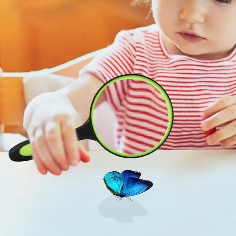 Reading Magnifying Glass Small Magnifying Glasses Anti-Slip Handle High-Definition Kids Magnifying Glass Magnifying Glasses For