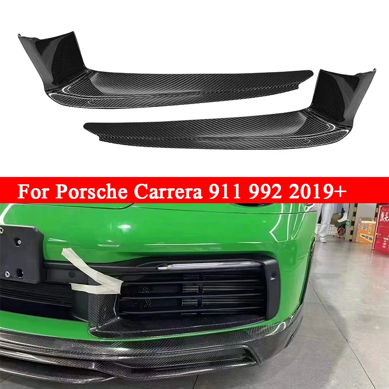 

For Porsche 992 911 2019-2023 Carbon Fiber Car Front Bumper Wind knife Splitter Spoiler Canard Air Knife Surround Trim Body Kit