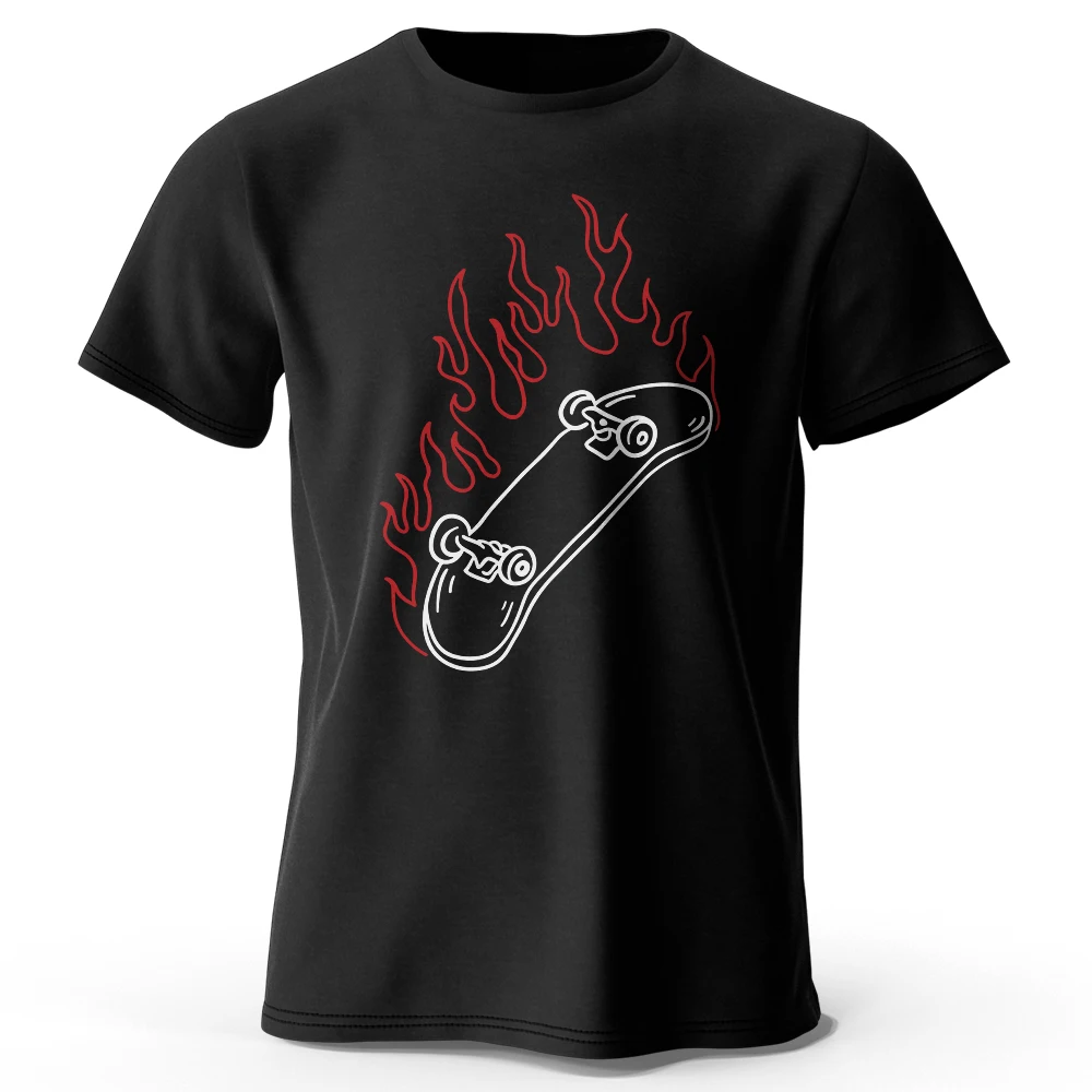 

Skateboard Lovers Summer Men’s Graphic T-Shirt in 100% Cotton Oversized HIP HOP Style Tops Tees for Streetwear