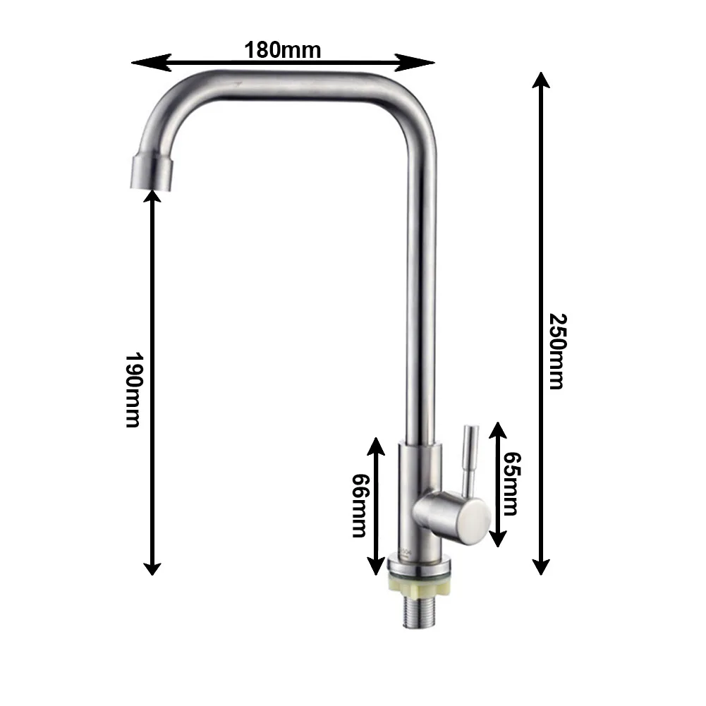 Stainless Steel Kitchen Faucet Single Lever Hole Tap Cold Sink Faucet Single Handle Deck Mounted Water Tap