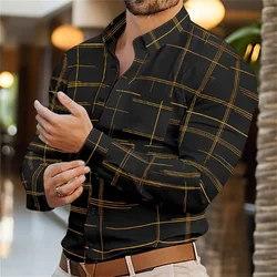 Camisa hawaiana de manga larga para hombre, cárdigan informal con solapa de un solo pecho, con bolsillo Real, XS-6XL, para verano, 2024