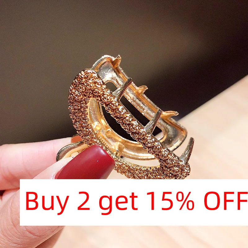 2024 Geometric Pliers Hairpin Fashion Hollow Out Metal Hair Claw Ponytail Holders Bang Crabs Gold Headwear Accessories For Women