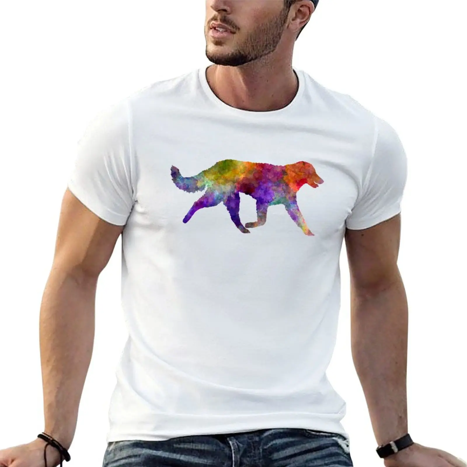 Camiseta Kuvasz en acuarela, camiseta de algodón negra lisa para hombre, paquete de camisetas con estampados, camisetas de diseñador