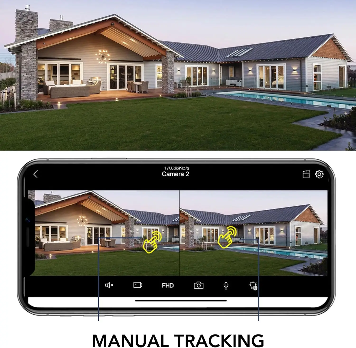 10MP 5K Outdoor PTZ WiFi Security Camera – AI Human Detection, Dual Screen Display, Two-Way Audio, Email Alerts & HiEasy App