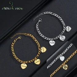 Nextvance Custom Engraved Name Heart Bracelet Stainless Steel Letter Date QR Code Personalized NK Chain Women Boy Jewelry Gifts