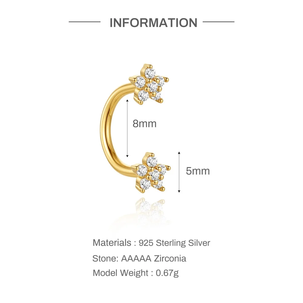 AIDE 925 Sterling Silber Pferdeaugen-Kronen U-förmige Ohrringe für Frauen Knorpelpiercing Ohrknochenring Nasenring Schmuck Geschenke – Detail 9