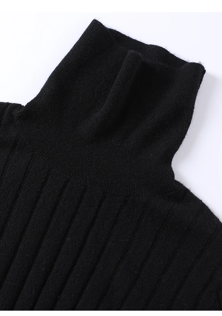 BY3521239 Luxuriöser Damen-Kaschmir-Rollkragenpullover, weicher, gerippter, schmal geschnittener Pullover, Winter-Strickware mit hohem Kragen – Detail 31