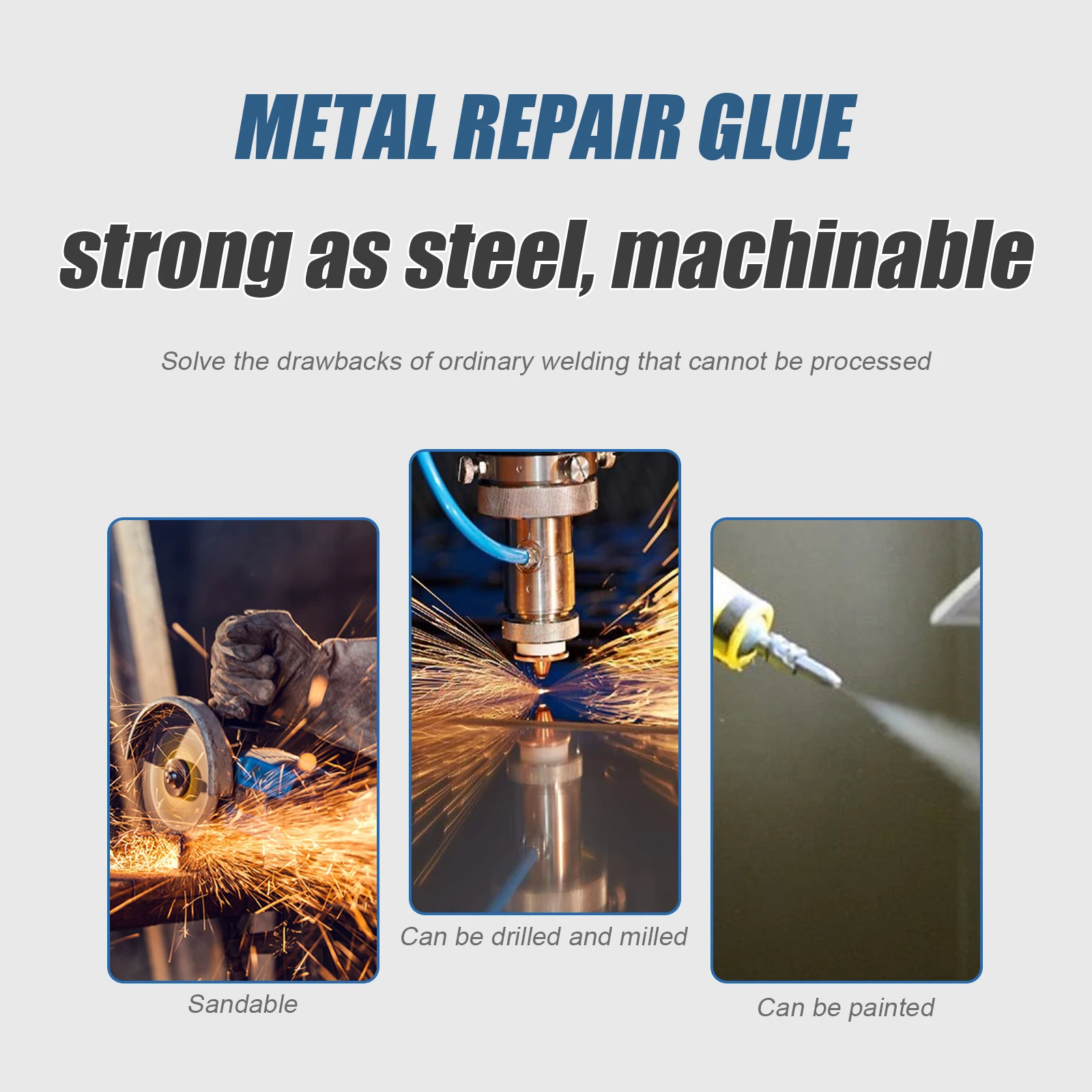 100 ml industrieller AB-Gusskleber aus Metall, hochfeste Reparatur-Kaltschweiß-Zementfüllpaste für Metall, Kunststoff, Holz, Stein, Gips – Detail 6