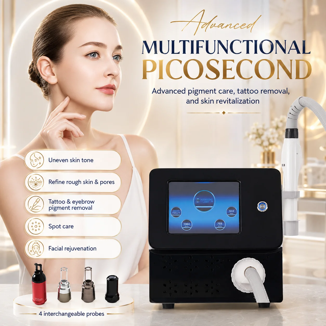 Portable Picosecond Laser Tattoo Removal Machine Q Switch ND YAG Laser Pico Machine Ndyag Laser Remove Tattoo For Salon