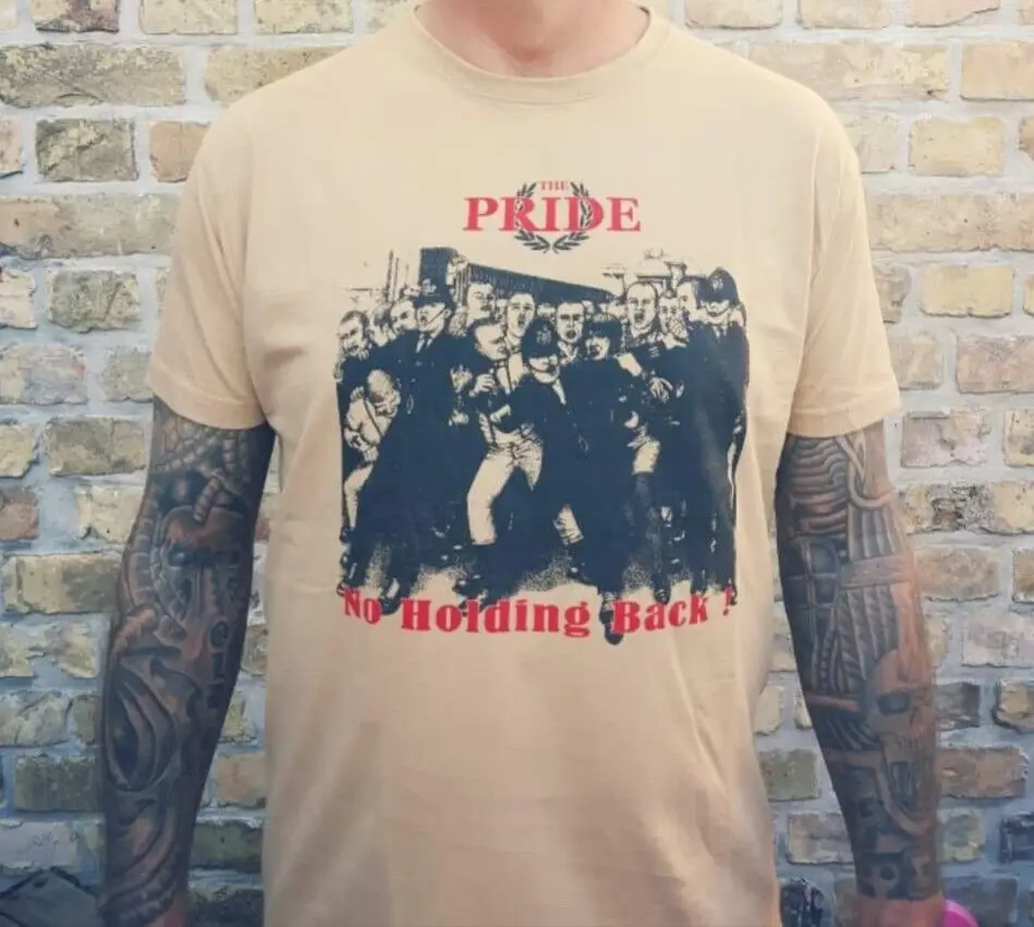 The Pride No Holding Back Beige T Shirt Oi Skinhead size S Small