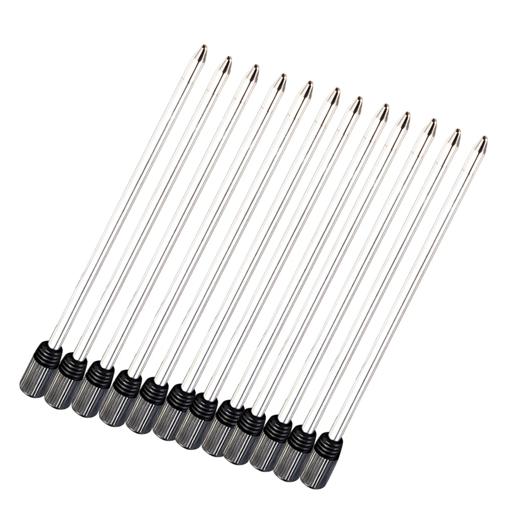 

12Pcs Pen Refills Metal Ballpoint Black Ink Standard Size Smooth Writing Convenient for All Paper Types Pen Refill