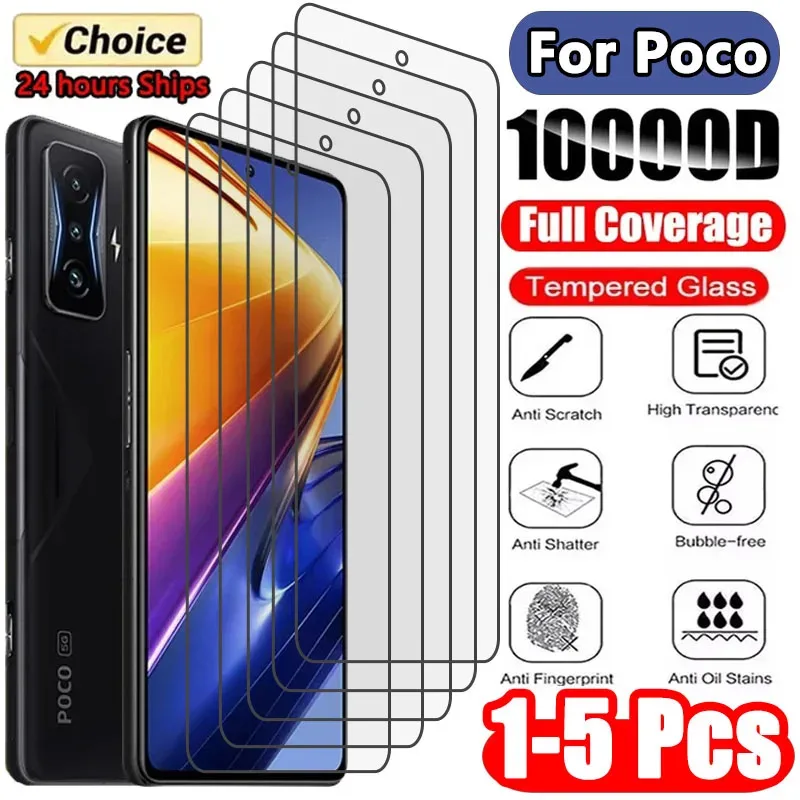 

Защитное стекло (1-5 шт.) для Poco X3 Pro, X3 NFC, M5S, M5; защитная пленка для экрана Xiaomi Poco F3, F4 GT, F2 Pro, M3, M4, X4 Pro 5G