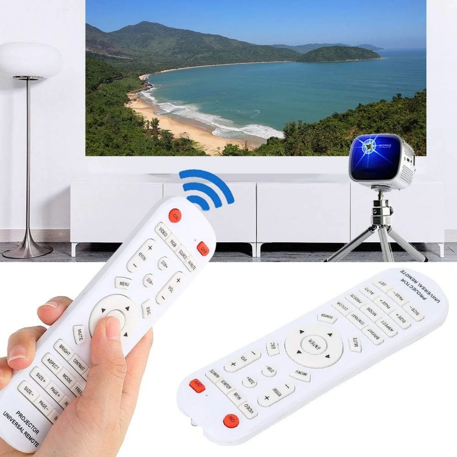 Universal Projector Remote Control, White Universal Remote Control for Projector Universal Smart Projector Controller