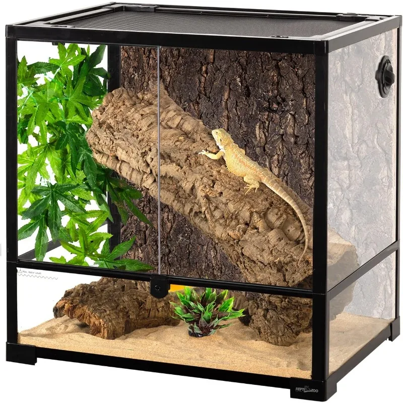 REPTIZOO 45ガロン ガラス製爬虫類テラリウム 24インチ x 18インチ x 24インチ 組み立て式爬虫類タンク ダブルヒンジドアとトップスクリーン換気口付き