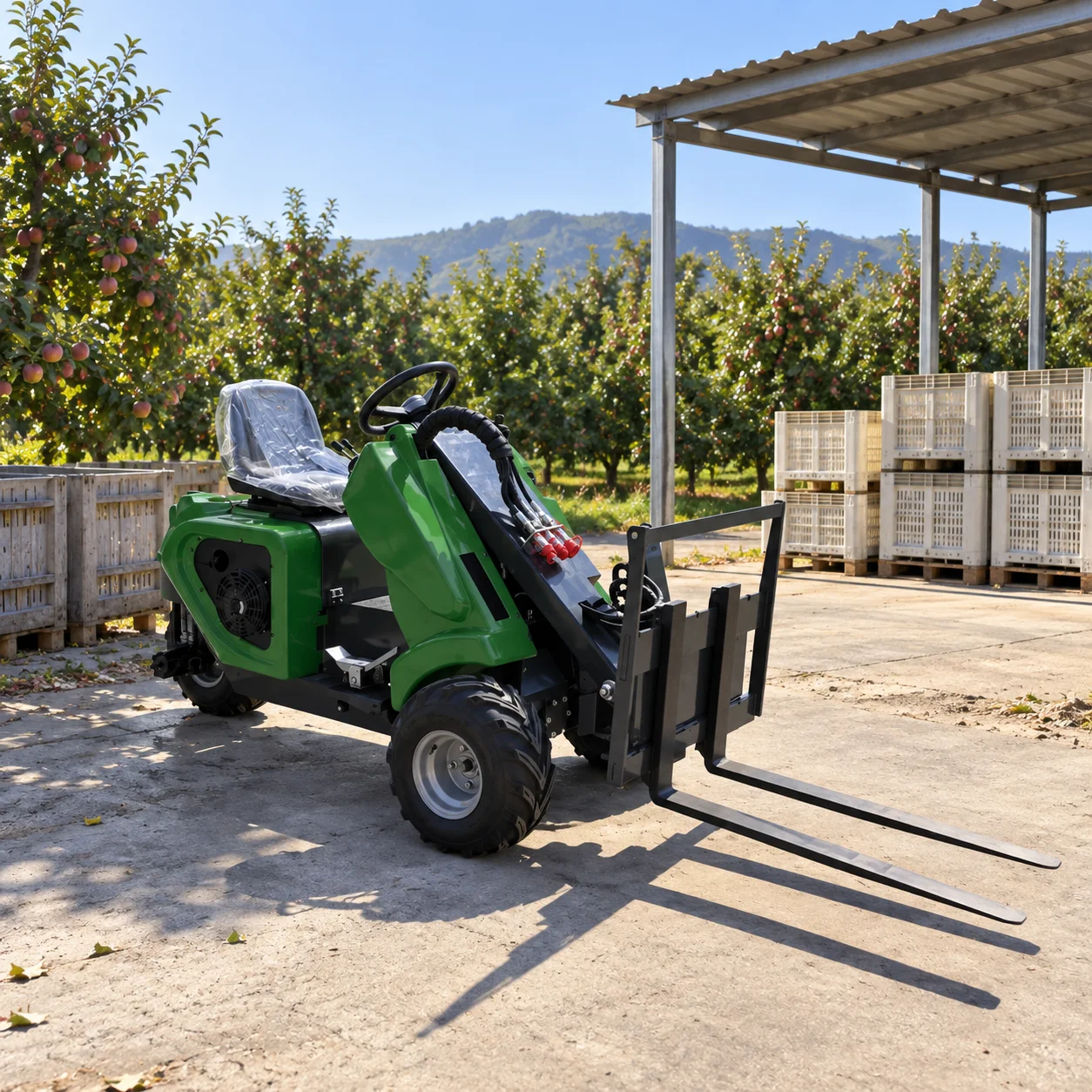 Manoeuvrable Three Wheel Skid Steer Loader for Landscaping Groundskeeping and Small Job Sites