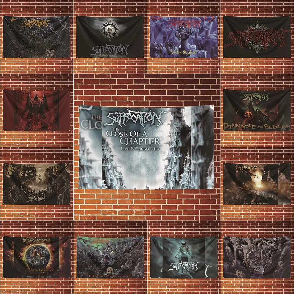suffocation Music Flag Banner For Fan Cave Watch Party Tailgate Gathering Indoor Outdoor Backyard Home Festival Ornament Supply