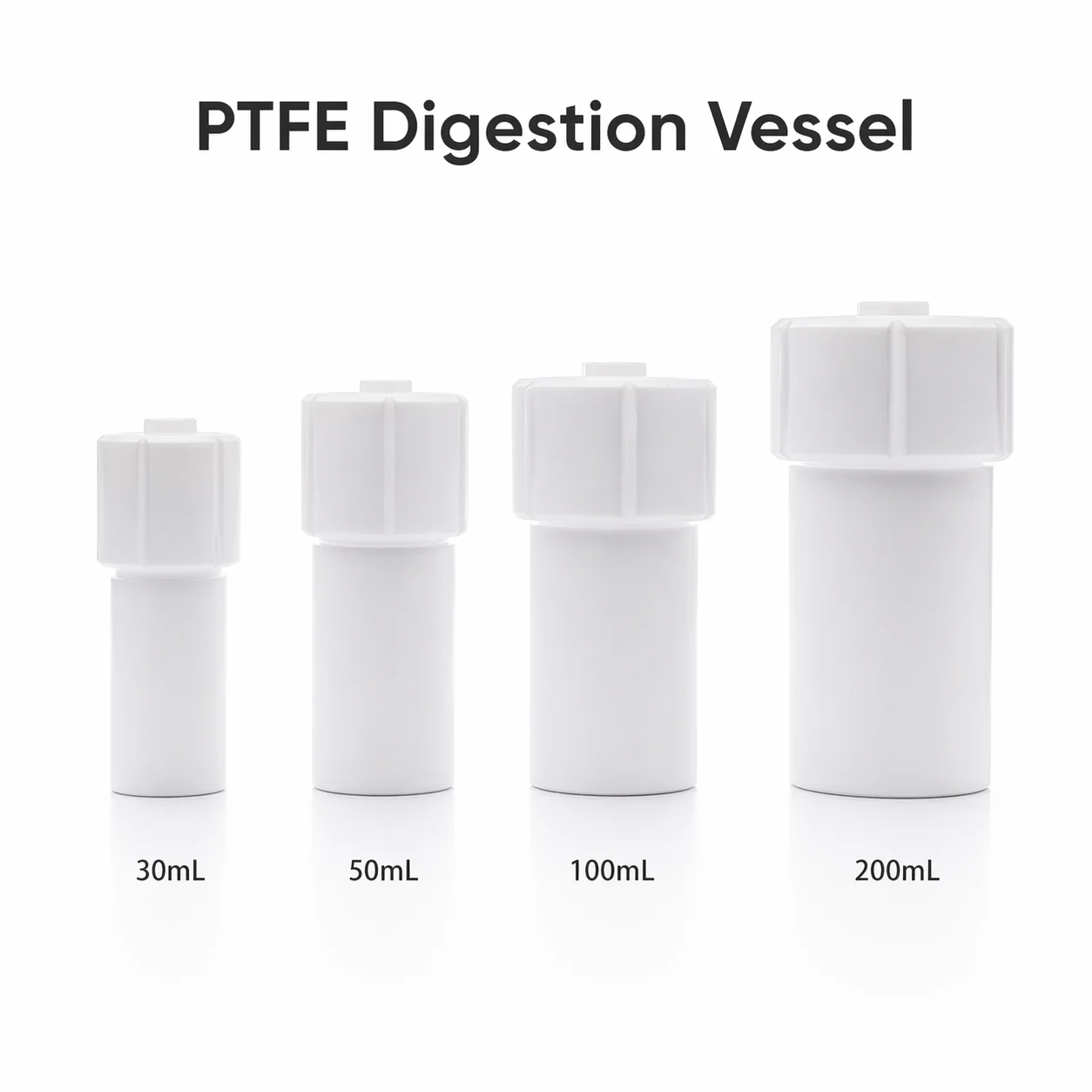 PTFE Digestion Vessel with Screw Cap Chemical Resistant Laboratory Digestion Container 30mL 50mL 100mL 200mL