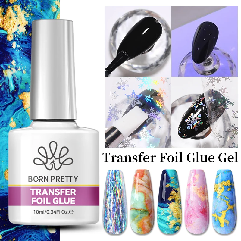 BORN PRETTY Transferfolie Nagelgelpoliermittel Semi-Permanenter Lack für selbstklebenden Aufkleber Nagelkleber Soak Off UV LED Gel Nail Art Man