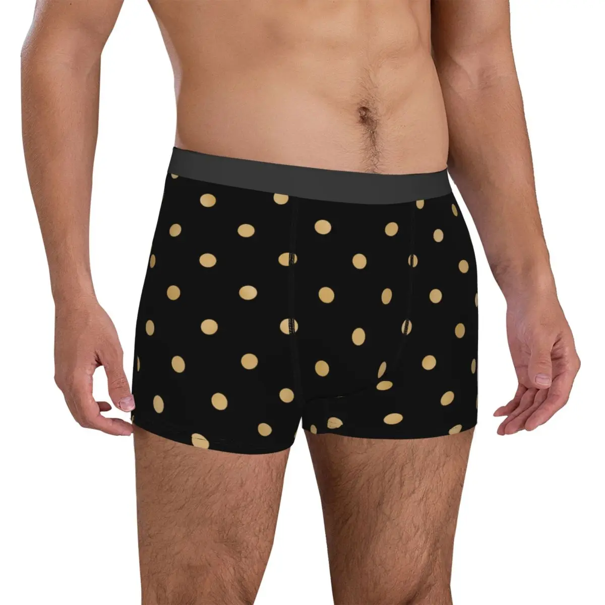 Gold Dot Print Underwear Polka Dots 3D Pouch High Quality Trunk Design Boxer Brief Funny Male Underpants Plus Size