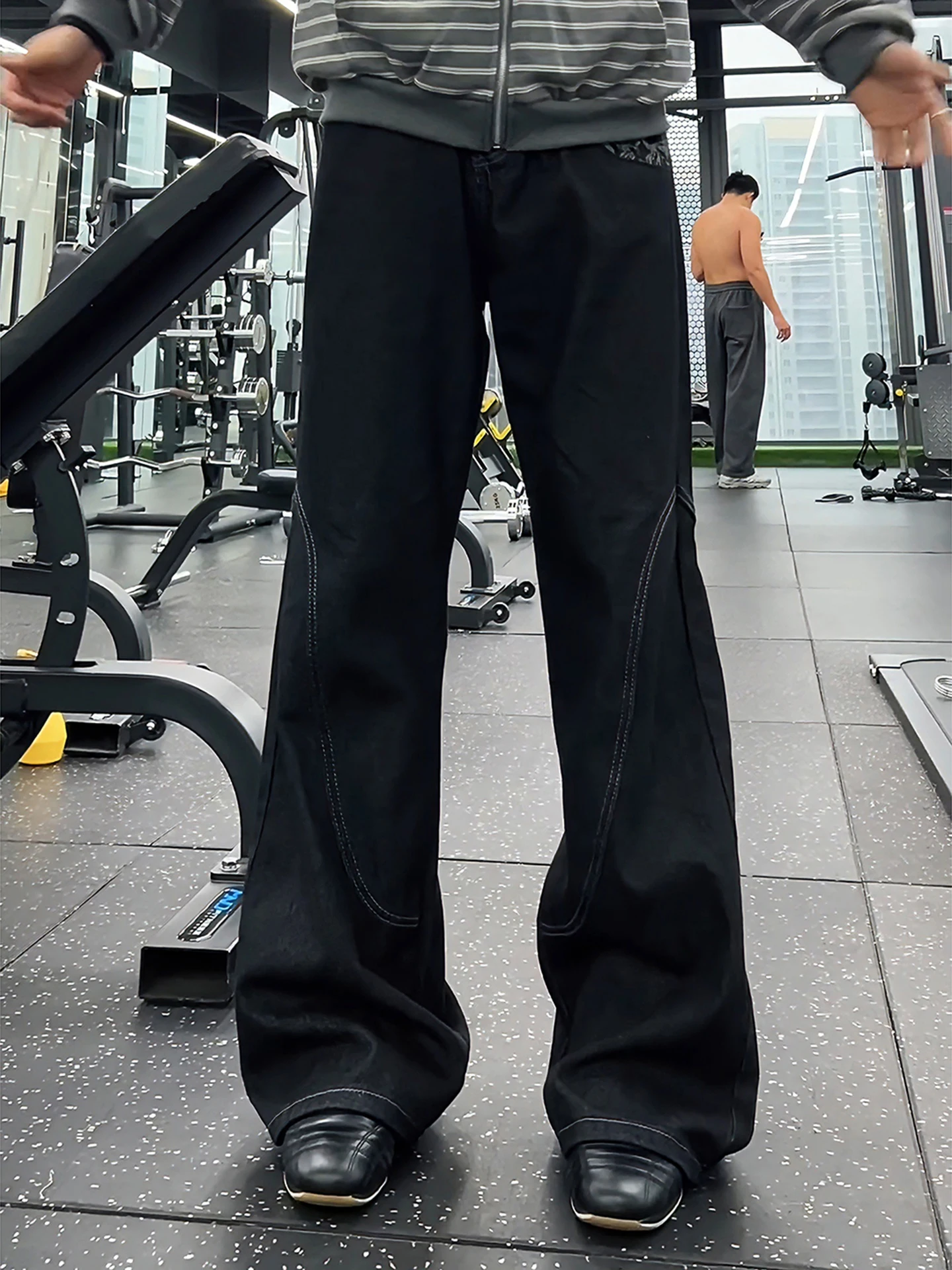 

Low Waist Denim Jeans Men's Straight Leg Snake Print Patchwork Bootcut Jeans Casual Slimming High Street Sle Spring Wear