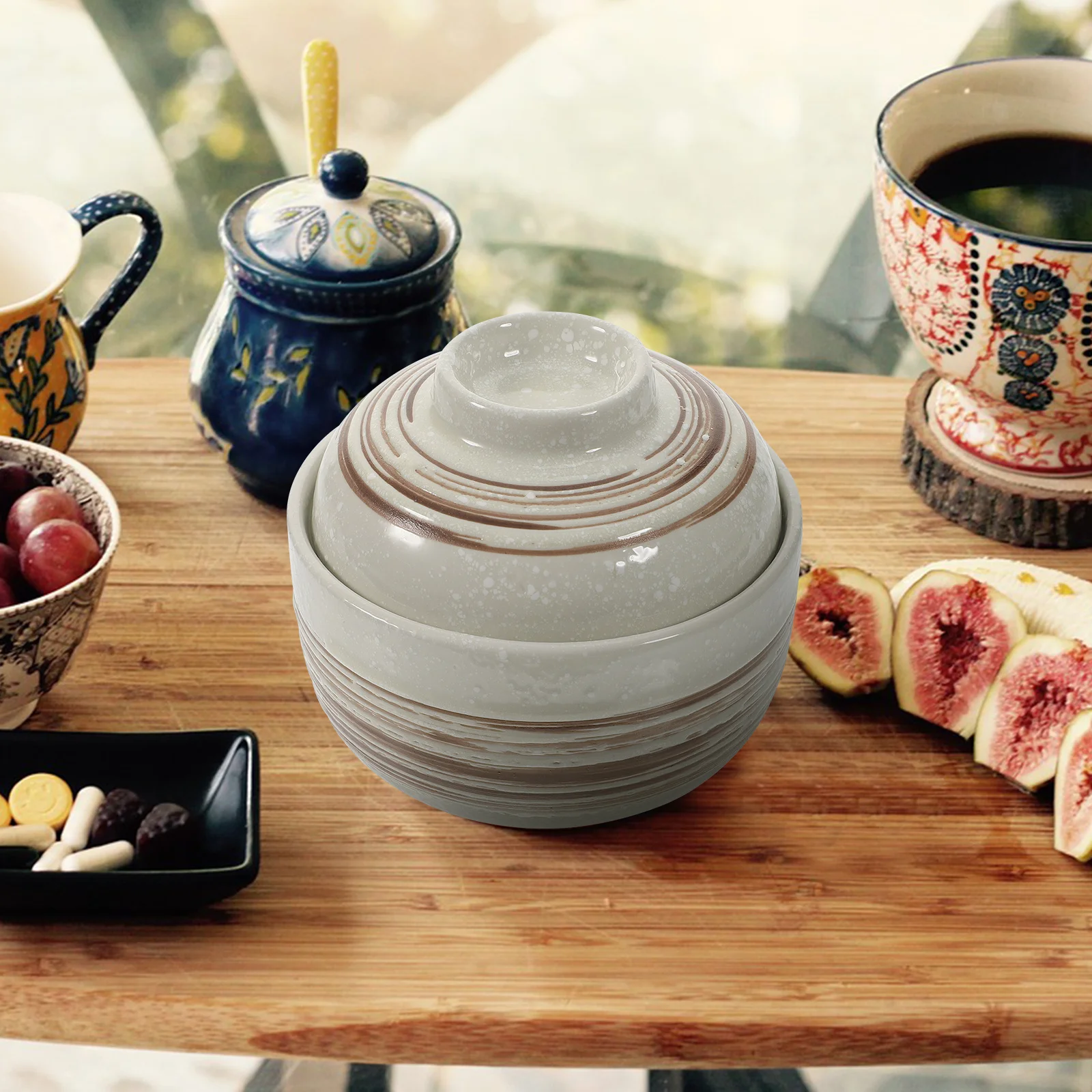 

Creative Japanese Soup Bowl Ceramic with Lid Household Kitchen Multifunctional Ramen Stew Serving Bowl Noodle Bowls