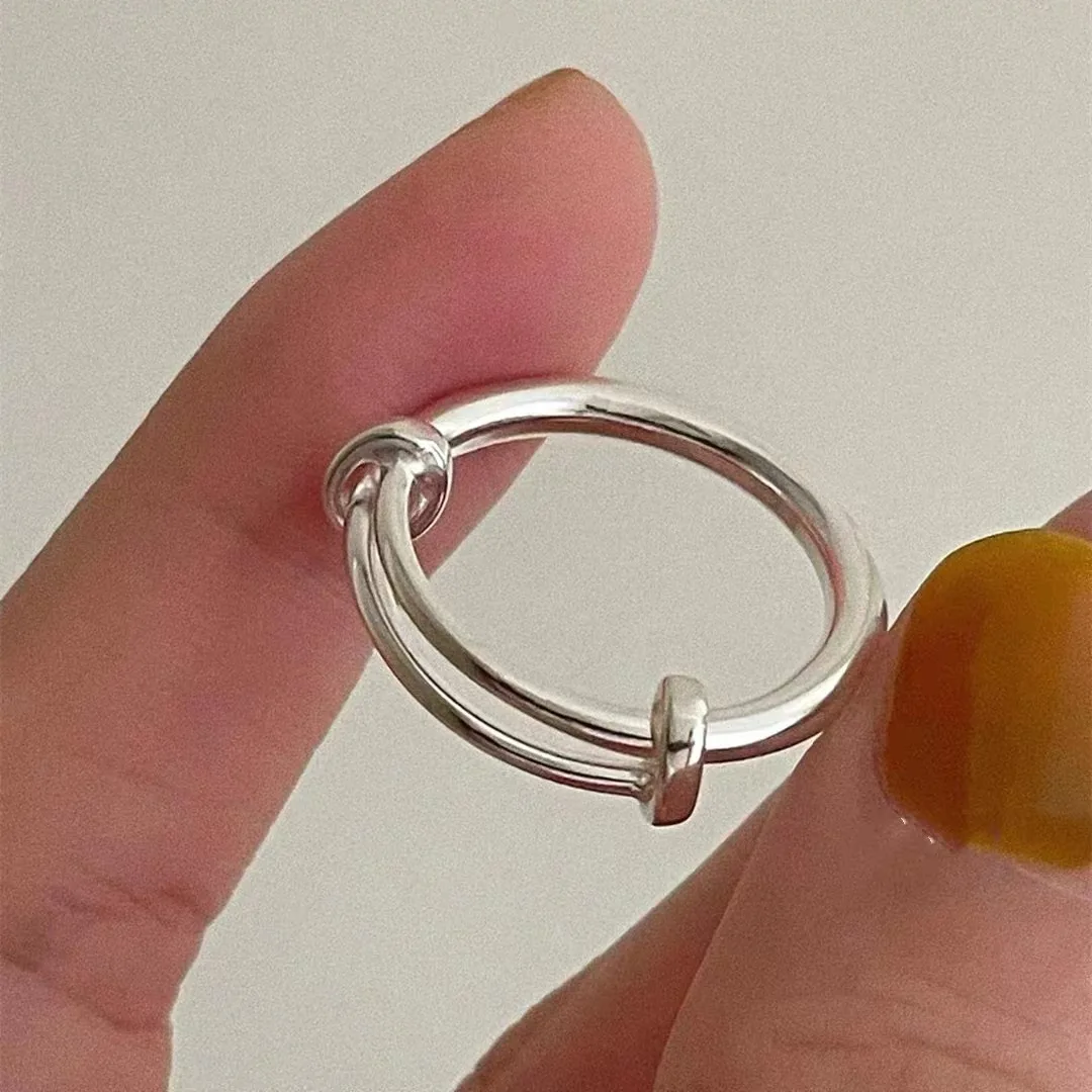 Women's Adjustable 925 Sterling Silver Geometric Vintage Ring, Handmade