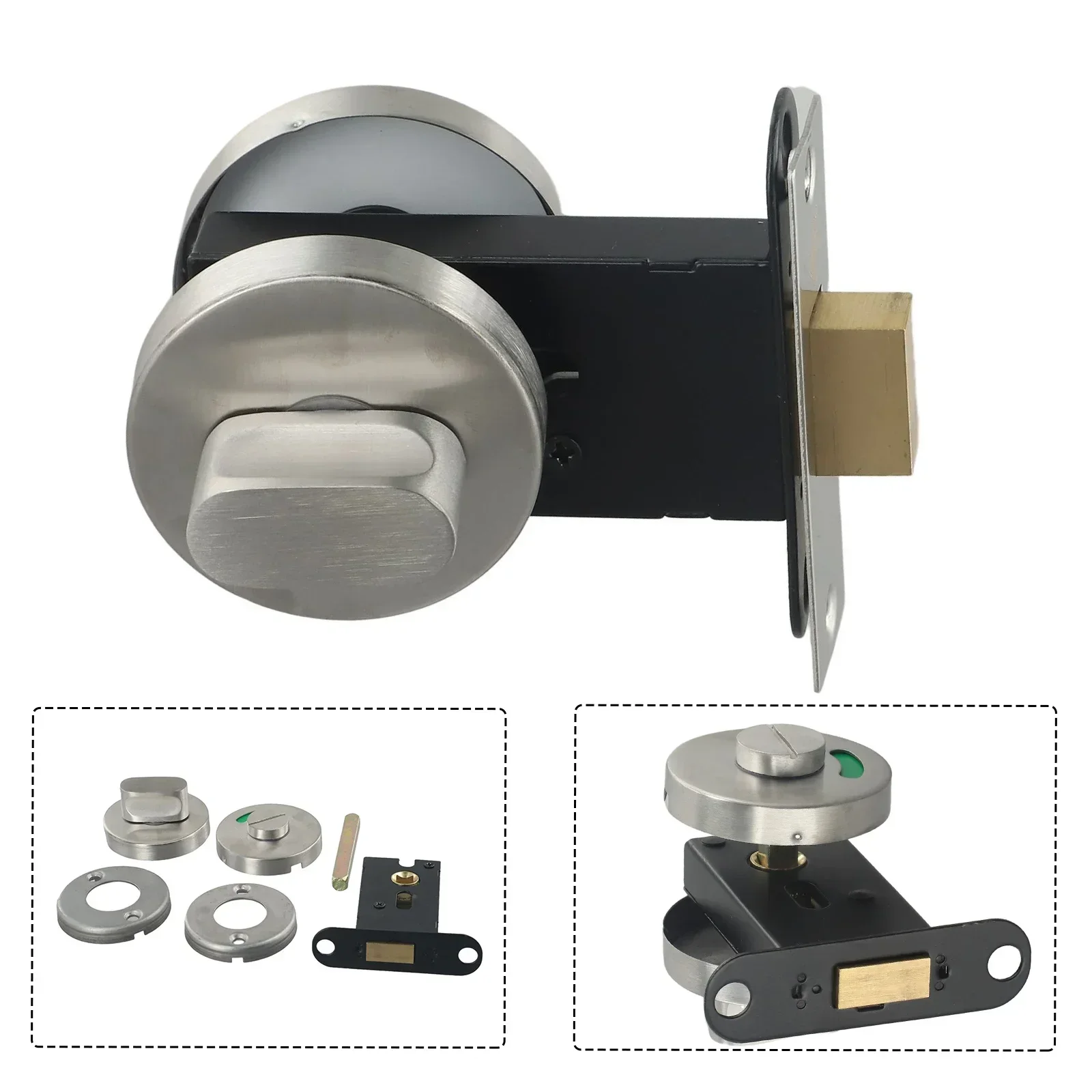 

Brand New Lock WC Toilet Door Lock Restroom Toilet Stainless Steel 79*38mm Bathroom Green Red Indicator Indicator