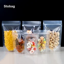 StoBag Transparent Ziplock Food Packaging Bag Stand Up Clear for Candy Tea Dried Fruit Snack Nuts Storage Custom Logo Wholesale