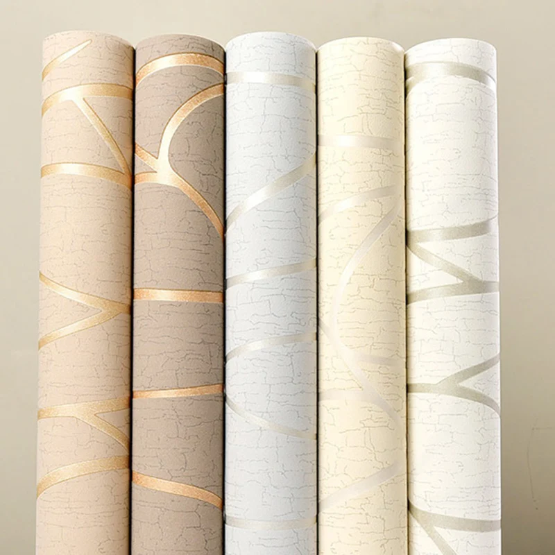 Vliesstoff, 53 cm, europäischer Stil, 3D-Tapete, moderner Schlafzimmer-Hintergrund, feuchtigkeitsbeständig, gebogene Streifen, verdickte Wandaufkleber