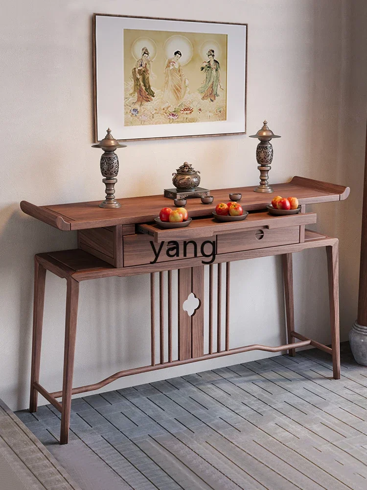 LMM, Solid Wood Guan Gong Altar Incense Burner Table Buddha Shrine Household a Long Narrow Table Bodhisattva Worship Platform