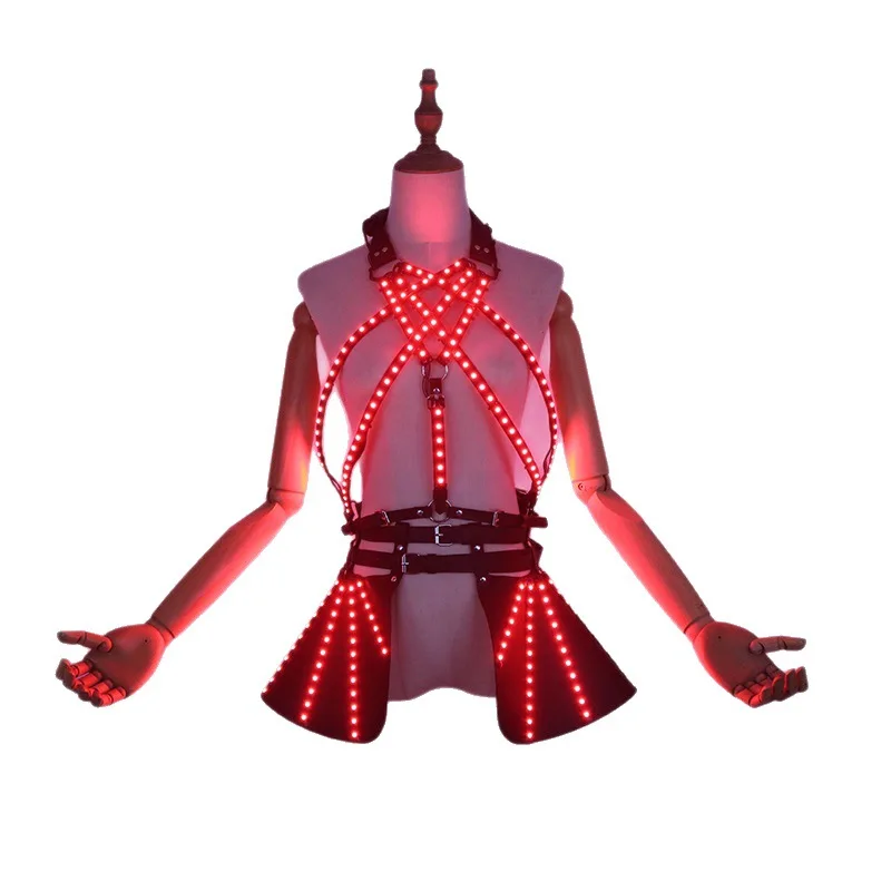 Discothèque PUNK LED jupe lumineuse ensemble débardeur femmes fête Rave tenue Gogo danseur scène Performance porter 2025