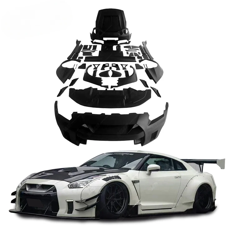 The 2nd Generation LB Style Wide Body Kit Full FRP/Half Carbon Fiber for Nissan GTR R35 with Bumpers Hood Fender Spoiler