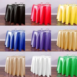 Round Polyester Tablecloth Satin Fabric Solid Color Table Cloth Overlay Birthday Wedding Party Event Table Protector Cover