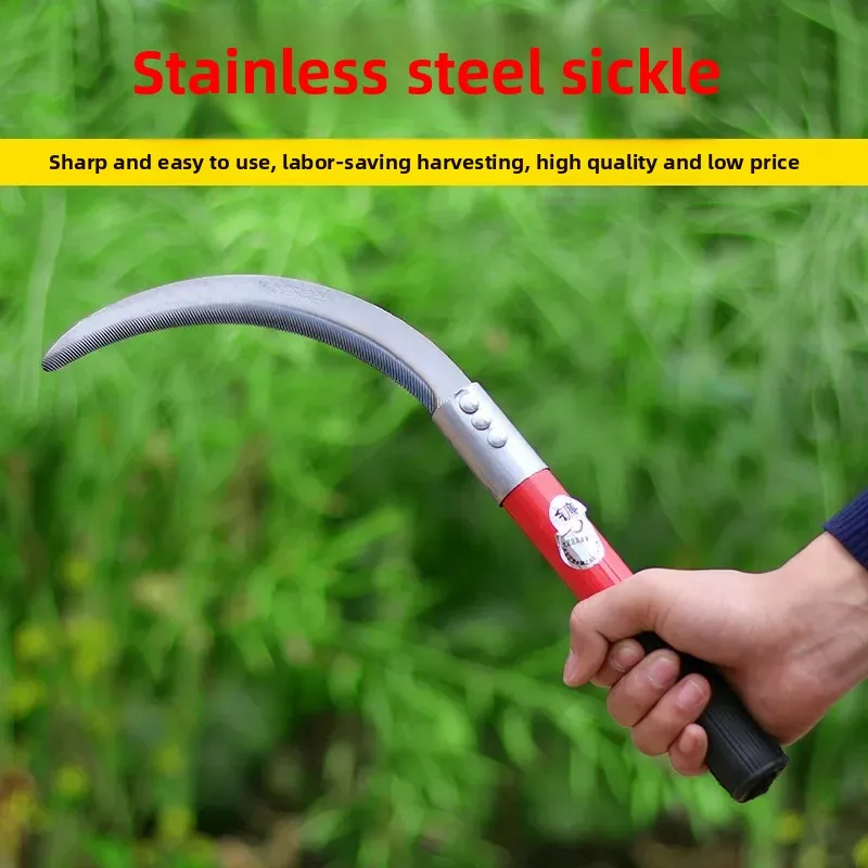 Stainless Steel Small Sickle Serrated Weeding Multifunctional Scythe Cutting Leek Wheat Grass Agricultural Fine Tooth H